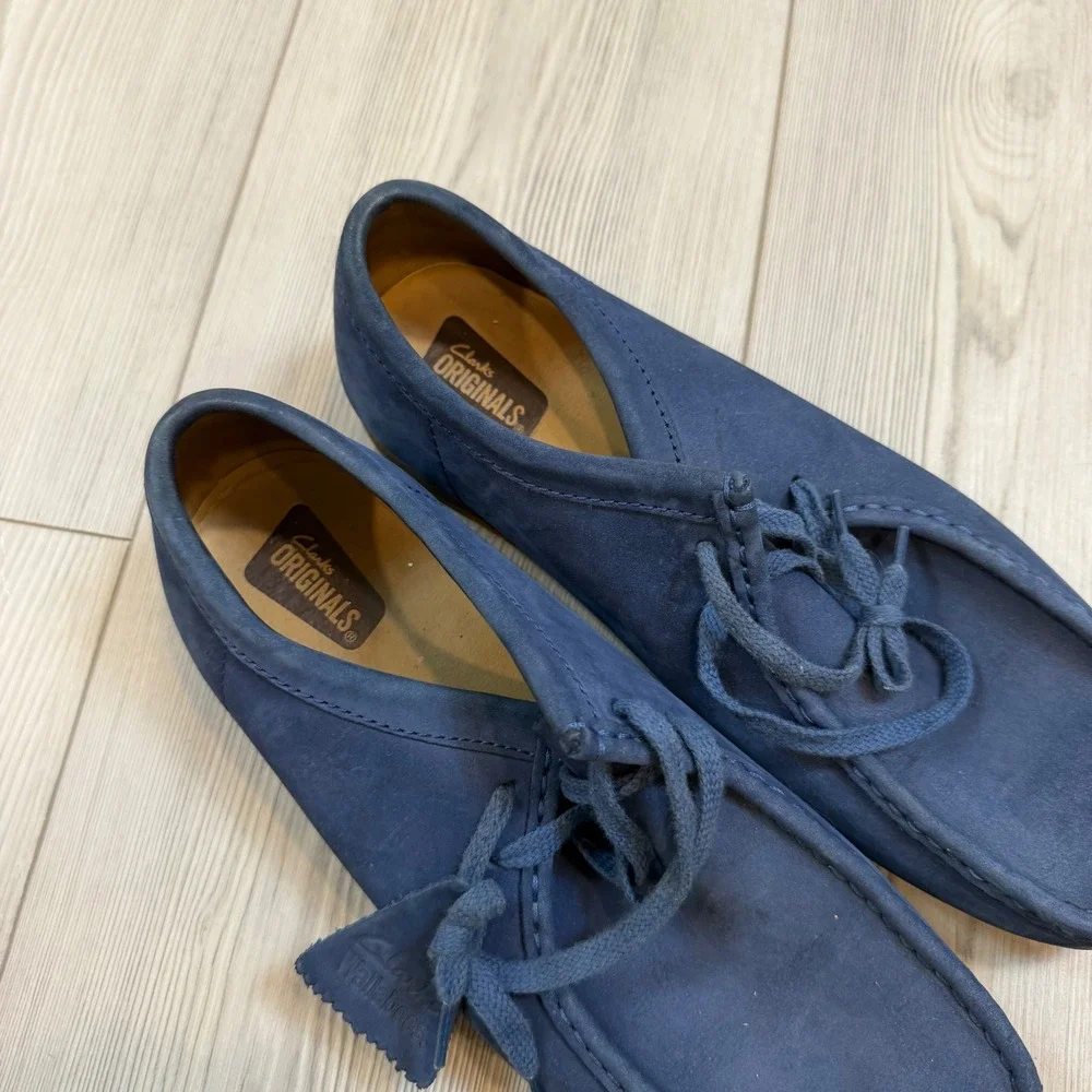 Clarks Originals Wallabees Mens 9 Navy Blue Nubuck Leather Moccasin 261225827080
